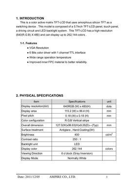 【5.7寸高亮度超高寿命的液晶屏TFT, AM-640480GBTNQW-01H】价格,厂家,图片,LCD系列产品,深圳睿显电子-